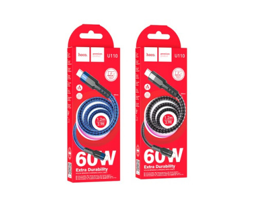 PD Кабель HOCO U110 PD Type-C to Type-C 60W charging data cable 1,2m. Black mag-6931474770622139097