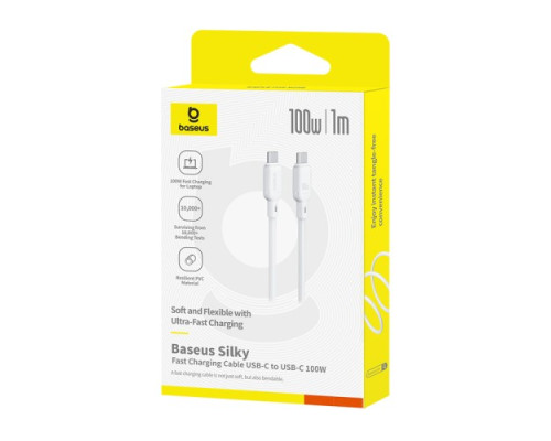 PD Кабель Baseus Silky Series Type-C to Type-C 100W 1m White P10377704213-00 mag-6932172668860140538