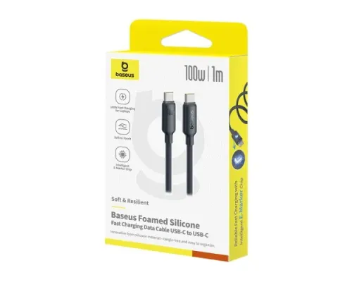 PD кабель Baseus Foamed Silicone Type-C to Type-C 100W 1m Black E0426700 mag-6932172693886145755