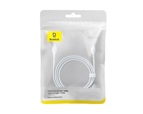 PD кабель Baseus Pudding Series Fast Charging Cable Type-C to Type-C 100W 2m White P10355702221-01 mag-693217263401854584