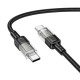 PD Кабель HOCO U129 Spirit 60W transparent charging data cable Type-C to Type-C 1,2m. Black mag-69420076124701759