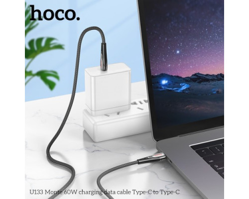PD Кабель HOCO U133 Monte 60W charging data cable Type-C to Type-C 1,2m. Black mag-6942007618311137223