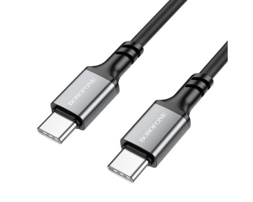PD Кабель BOROFONE BX83 Famous Silicone Type-C to Type-C 60W/3A/1m чорний mag-6974443386448137648