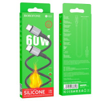 PD Кабель BOROFONE BX83 Famous Silicone Type-C to Type-C 60W/3A/1m чорний mag-6974443386448137648