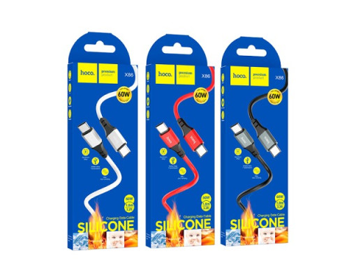 PD Кабель HOCO X86 Type-C to Type-C Spear 60W silicone charging data cable 1m White mag-693147477802462028