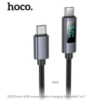 PD Кабель HOCO X112 Favor 60W screen display charging data cable C to C 1m. Black mag-6942007645577144063