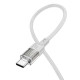 PD Кабель HOCO U129 Spirit 60W transparent charging data cable Type-C to Type-C 1,2m. Gray mag-69420076124871760