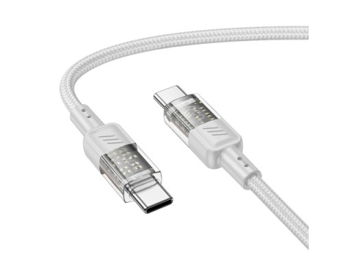 PD Кабель HOCO U129 Spirit 60W transparent charging data cable Type-C to Type-C 1,2m. Gray mag-69420076124871760