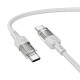 PD Кабель HOCO U129 Spirit 60W transparent charging data cable Type-C to Type-C 1,2m. Gray mag-69420076124871760