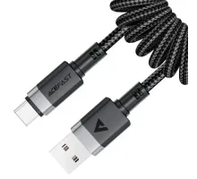 USB Кабель ACEFAST C14-04 USB to Type-C spring charging data cable 3A 1,2m Black mag-6974316283713153284