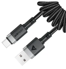 USB Кабель ACEFAST C14-04 USB to Type-C spring charging data cable 3A 1,2m Black mag-6974316283713153284