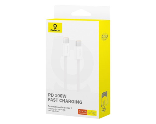 PD кабель Baseus Superior Series2 Fast Charging Cable Type-C to Type-C 100W 2m White P10365200211-04 mag-6932172649180128954
