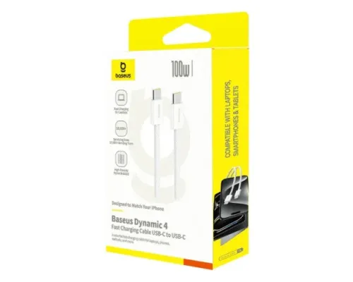 PD кабель Baseus Dynamic 4 Fast Charging Type-C to Type-C 100W 2m White P10381400211-01 mag-6932172678517152086
