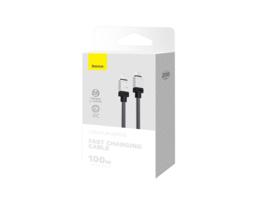 PD кабель Baseus CoolPlay Series Fast Charging Cable Type-C to Type-C 100W 2m Black CAKW000301 mag-6932172626686128908