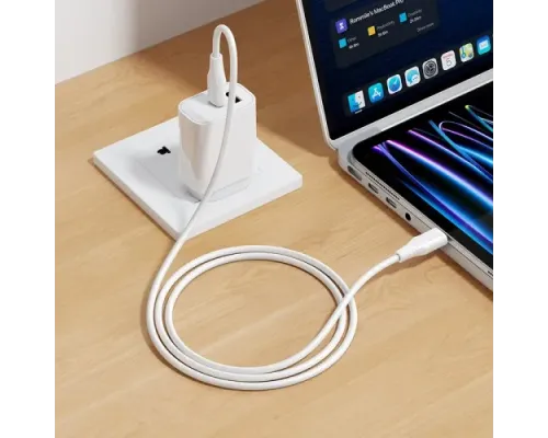 PD Кабель HOCO X124 Bien 60W silicone charging data cable C to C/1m White mag-6942007664455153978