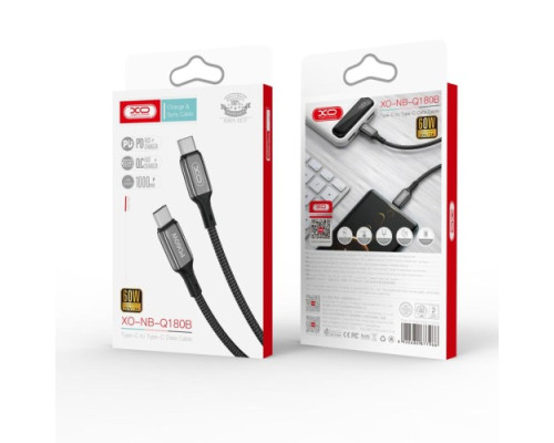 Кабель XO NB-Q180B PD 60W/1m Type-c to Type-c Чорний mag-6920680877966977