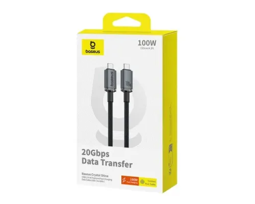 PD кабель Baseus Crystal Shine USB3.2 Type-C to Type-C 20Gb 100W 1.5m Black P10318204111-00 mag-6932172657994147478