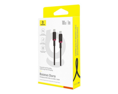 PD кабель Baseus Dura Series Type-C to Type-C 100W 1m Black-red P10377803U01-01 mag-6932172669829107256