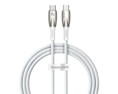 PD кабель Baseus Glimmer Series Fast Charging Data Cable Type-C to Type-C 100W 1m White CADH000702 mag-6932172618049147467