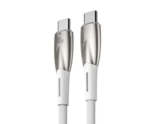 PD кабель Baseus Glimmer Series Fast Charging Data Cable Type-C to Type-C 100W 1m White CADH000702 mag-6932172618049147467