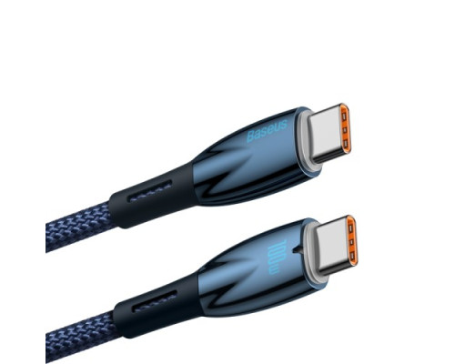 PD кабель Baseus Glimmer Series Fast Charging Data Cable Type-C to Type-C 100W 1m Blue CADH000703 mag-693217261803254557