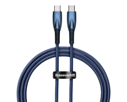 PD кабель Baseus Glimmer Series Fast Charging Data Cable Type-C to Type-C 100W 1m Blue CADH000703 mag-693217261803254557