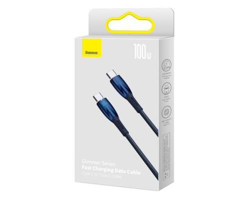 PD кабель Baseus Glimmer Series Fast Charging Data Cable Type-C to Type-C 100W 1m Blue CADH000703 mag-693217261803254557
