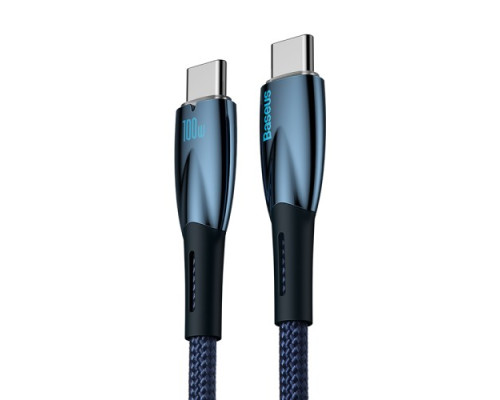 PD кабель Baseus Glimmer Series Fast Charging Data Cable Type-C to Type-C 100W 1m Blue CADH000703 mag-693217261803254557