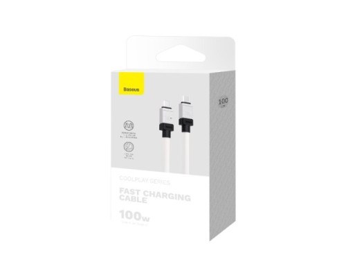 PD кабель Baseus CoolPlay Series Fast Charging Cable Type-C to Type-C 100W 1m White CAKW000202 mag-6932172626655130549