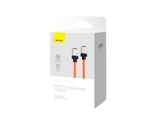 PD кабель Baseus CoolPlay Series Fast Charging Cable Type-C to Type-C 100W 2m Orange CAKW000307 mag-6932172626716128909