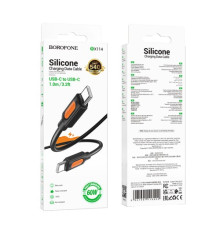 PD Кабель BOROFONE BX114 Structure Silicone Type-C to Type-C 60W/1m чорний mag-6941991116902138231