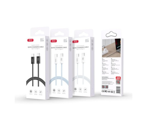 Кабель XO NB-Q273 woven style type-c to type-c charging cable 60W Синій mag-69206808576781507