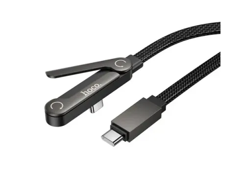 PD Кабель HOCO U150 Exquisite bracket 60W charging data cable C to C Black mag-6942007673525153131