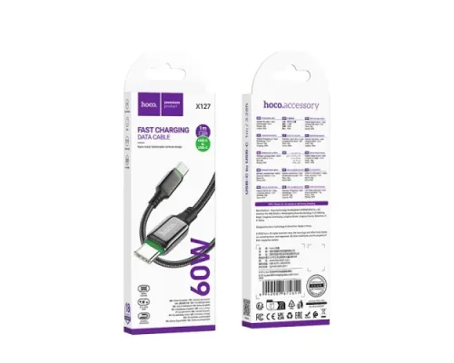 PD Кабель HOCO X127 Exceed 60W charging data cable C to C Black mag-6942007675611153967