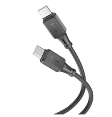 PD Кабель HOCO X101 Assistant 60W silicone charging data cable Type-C to Type-C Black mag-6942007604093154184