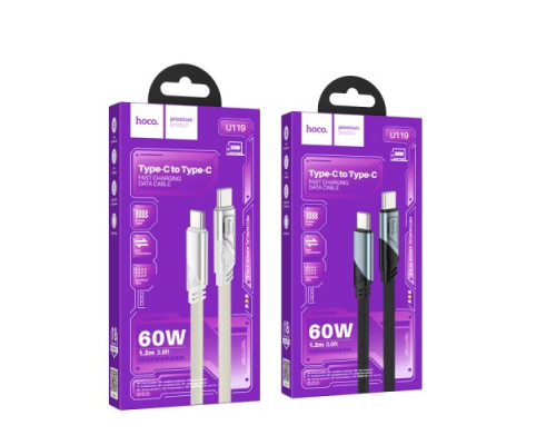 PD Кабель HOCO U119 Machine 60W charging data cable Type-C to Type-C 1,2m Black mag-694200760502158026