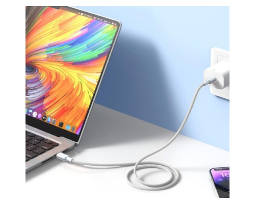 Кабель XO NB-Q250B PD 60W/1m Type-C to Type-C Fast Charging Білий mag-6920680844647965