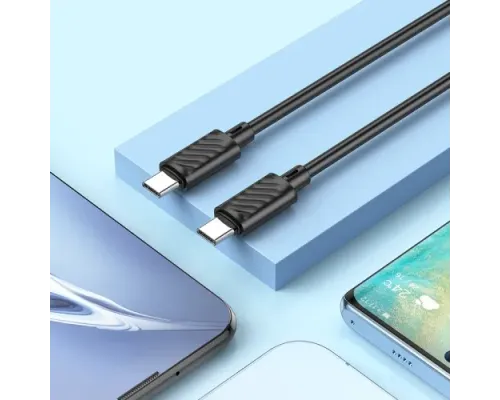 PD Кабель HOCO X88 Gratified charging data cable for Type-C to Type-C PD60W/3A/1m. Black mag-6931474783363154143