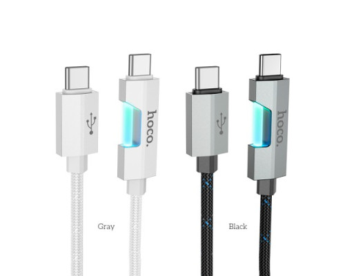 PD Кабель HOCO U123 Regent 60W colorful charging data cable Type-C to Type-C 1.2m black mag-69420076084971736