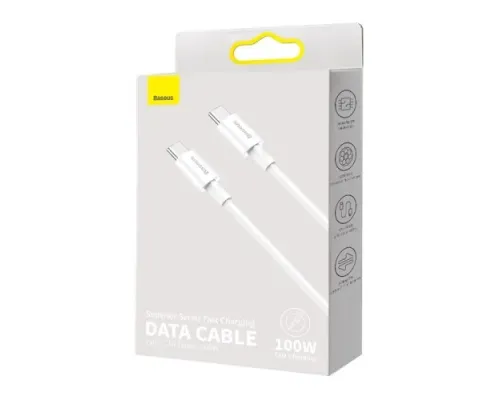 PD кабель Baseus Superior Series Fast Charging Data Cable Type-C to Type-C 100W 2m White CATYS-C02 mag-6953156208469147503