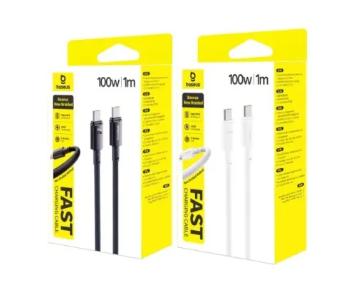 PD Кабель Baseus New Braided Type-C to Type-C 100W 1m White E0426V01 mag-6953156212152152058