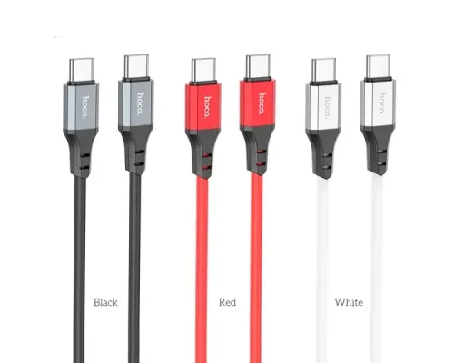 PD Кабель HOCO X86 Type-C to Type-C Spear 60W silicone charging data cable 1m White mag-6931474778024153026
