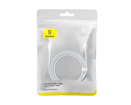 PD кабель Baseus Pudding Series Fast Charging Cable Type-C to Type-C 100W 1.2m White P10355702221-00 mag-6932172633974145699