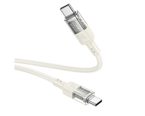 PD Кабель HOCO U129 Spirit 60W transparent charging data cable Type-C to Type-C 1,2m. Beige mag-6942007612494139005