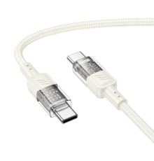 PD Кабель HOCO U129 Spirit 60W transparent charging data cable Type-C to Type-C 1,2m. Beige mag-6942007612494139005