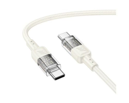 PD Кабель HOCO U129 Spirit 60W transparent charging data cable Type-C to Type-C 1,2m. Beige mag-6942007612494139005