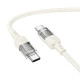 PD Кабель HOCO U129 Spirit 60W transparent charging data cable Type-C to Type-C 1,2m. Beige mag-6942007612494139005