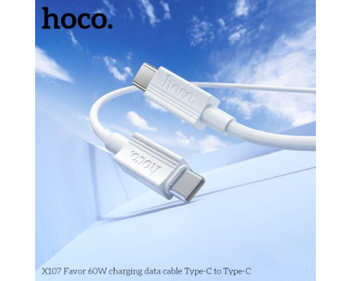 PD Кабель HOCO X107 Favor 60W charging data cable Type-C to Type-C 1m White mag-6942007626323137349