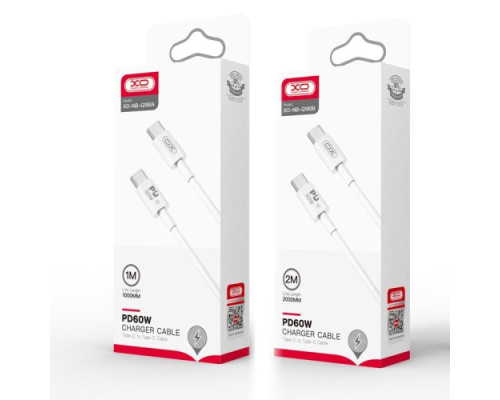 Кабель XO NB-Q190B 60W Charger Cable Type-c to Type-c 2M Білий mag-692068088022560219