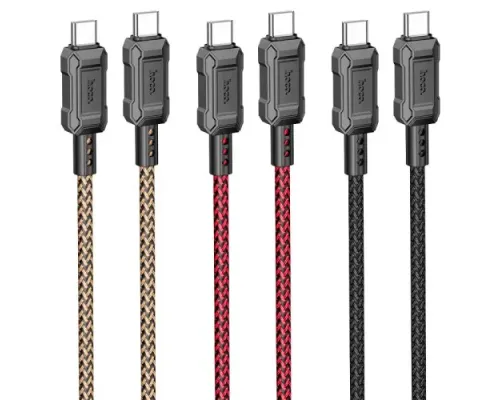 PD Кабель HOCO X94 Leader 60W charging data cable Type-C to Type-C 3A/1m Black mag-6931474794321145571